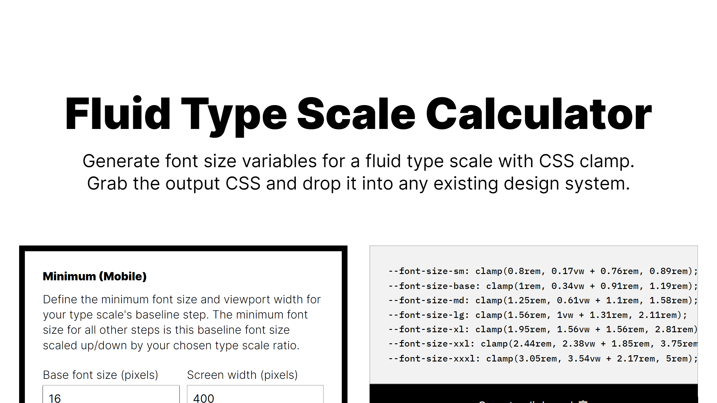Fluid Type Scale - Generate responsive font-size variables